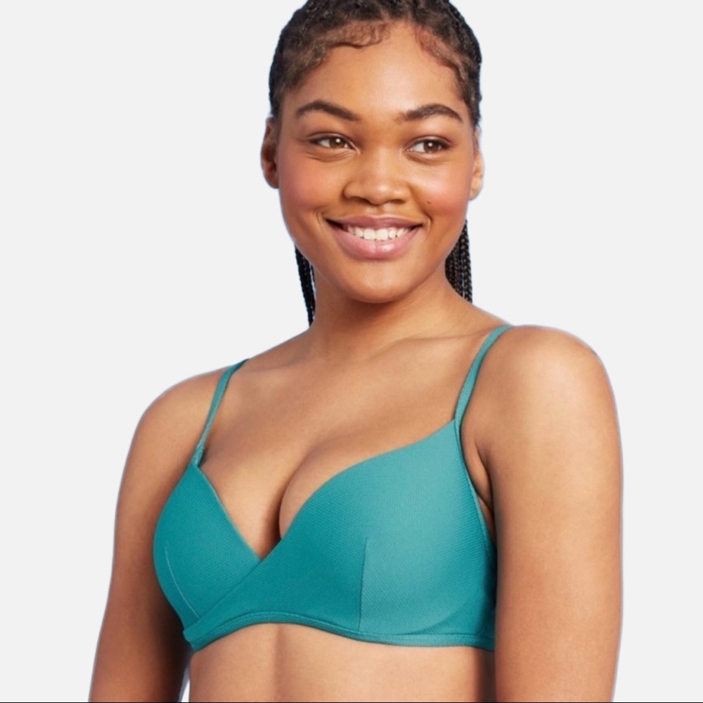 Shade & Shore Textured Teal Bikini Top‎ 34B